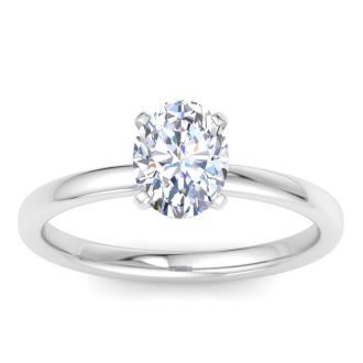 1 Carat Oval Shape Lab Grown Diamond Ring In Sterling Silver, Solitaire