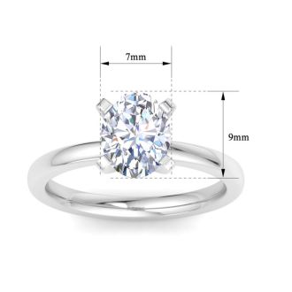 2 Carat Oval Shape Lab Grown Diamond Ring In Sterling Silver, Solitaire