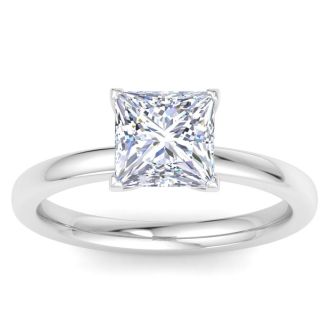 2 Carat Princess Cut Lab Grown Diamond Ring In Sterling Silver, Solitaire