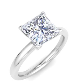 2 Carat Princess Cut Lab Grown Diamond Ring In Sterling Silver, Solitaire