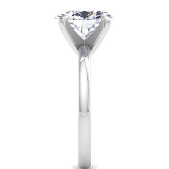 3 Carat Oval Shape Lab Grown Diamond Ring In Sterling Silver, Solitaire