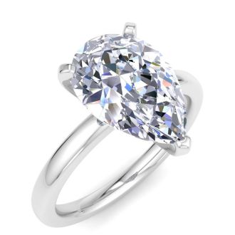 3 Carat Pear Shape Lab Grown Diamond Ring In Sterling Silver, Solitaire