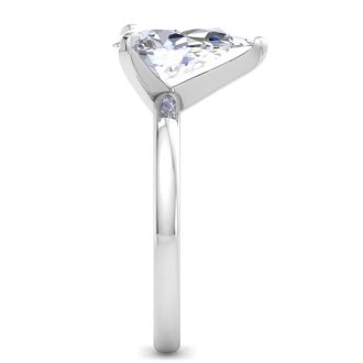 3 Carat Pear Shape Lab Grown Diamond Ring In Sterling Silver, Solitaire