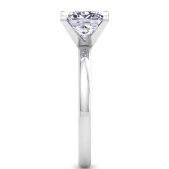 3 Carat Princess Cut Lab Grown Diamond Ring In Sterling Silver, Solitaire