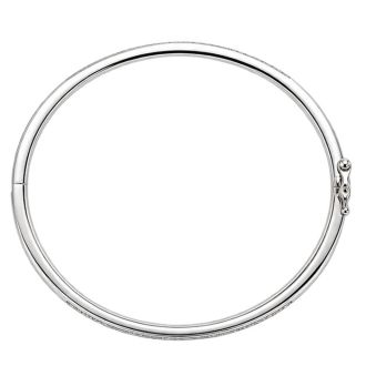 1/10 Carat Natural Diamond Bangle Bracelet In Sterling Silver