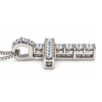 1/2 Carat Natural Diamond Cross Necklace In Sterling Silver, 18 Inches