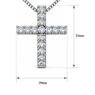 1/2 Carat Natural Diamond Cross Necklace In Sterling Silver, 18 Inches