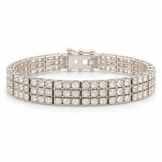 1 Carat Three Row Diamond Bracelet In Platinum Overlay, 7 Inches