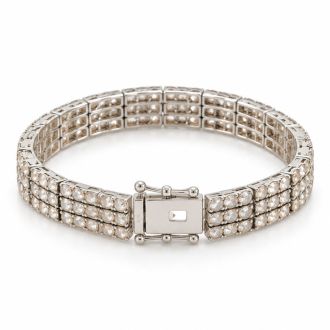 1 Carat Three Row Diamond Bracelet In Platinum Overlay, 7 Inches