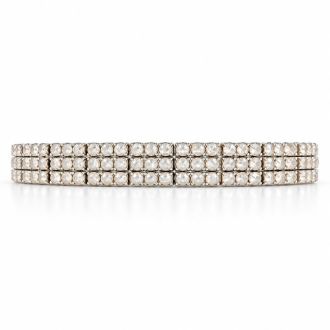 1 Carat Three Row Diamond Bracelet In Platinum Overlay, 7 Inches
