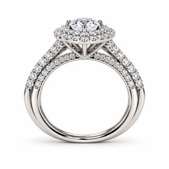 1 Carat Pear Shape Lab Grown Diamond Halo Bridal Set In Sterling Silver
