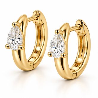 1/3 Carat Lab Grown Diamond Petite Hoop Earrings In 14K Yellow Gold Over Sterling Silver