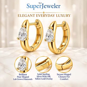 1/3 Carat Lab Grown Diamond Petite Hoop Earrings In 14K Yellow Gold Over Sterling Silver