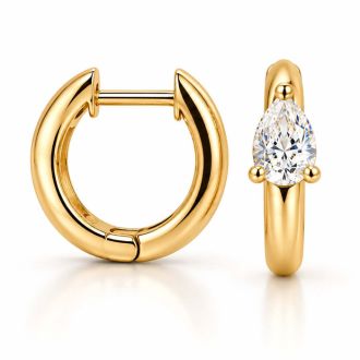 1/3 Carat Lab Grown Diamond Petite Hoop Earrings In 14K Yellow Gold Over Sterling Silver