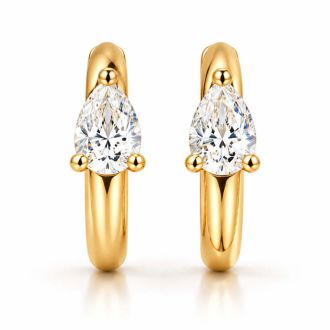 1/3 Carat Lab Grown Diamond Petite Hoop Earrings In 14K Yellow Gold Over Sterling Silver