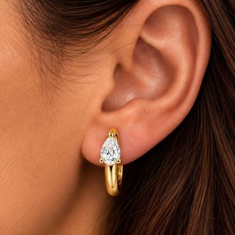 1/3 Carat Lab Grown Diamond Petite Hoop Earrings In 14K Yellow Gold Over Sterling Silver