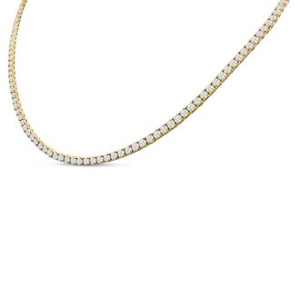 9.75 Carat Diamond Tennis Necklace In 14 Karat Yellow Gold, 16 Inches