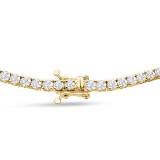 9.75 Carat Diamond Tennis Necklace In 14 Karat Yellow Gold, 16 Inches