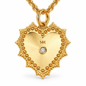 Estate Jewelry 1/3 Carat Natural Diamond Heart Pendant In 14K Yellow Gold With Free Chain
