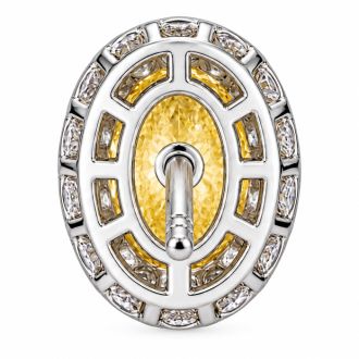 Estate Jewelry 2.37 Carat Lab Grown Canary Yellow Diamond Halo Earrings In 14K White Gold