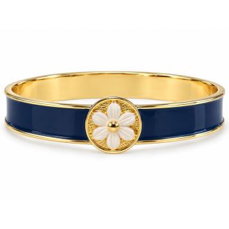 Draper James Signature Magnolia Enamel Gold Bangle, Navy