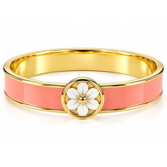 Draper James Signature Magnolia Enamel Gold Bangle, Coral