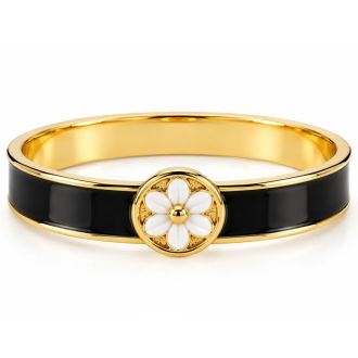 Draper James Signature Magnolia Enamel Gold Bangle, Black