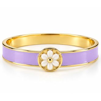 Draper James Signature Magnolia Enamel Gold Bangle, Lavender