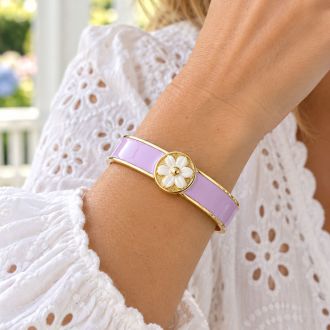 Draper James Signature Magnolia Enamel Gold Bangle, Lavender
