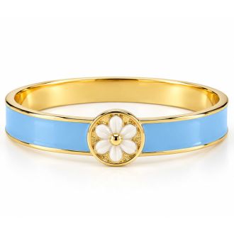 Draper James Signature Magnolia Enamel Gold Bangle, Blue