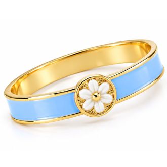 Draper James Signature Magnolia Enamel Gold Bangle, Blue