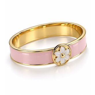 Draper James Signature Magnolia Enamel Gold Bangle, Pink