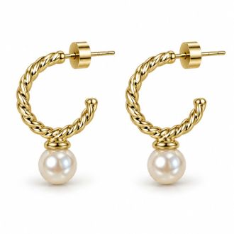 Draper James Twisted Pearl Hoop Earrings In Gold