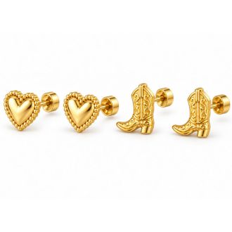 Draper James Cowgirl Heart Earring Set In Gold