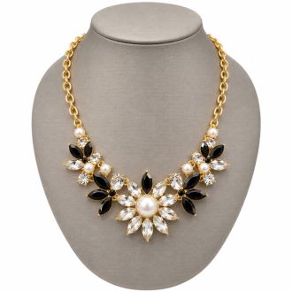 Draper James Black and White Crystal Statement Necklace In Gold`