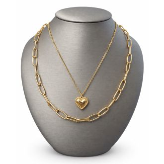 Draper James Paperclip and Heart Layered Necklace In Gold