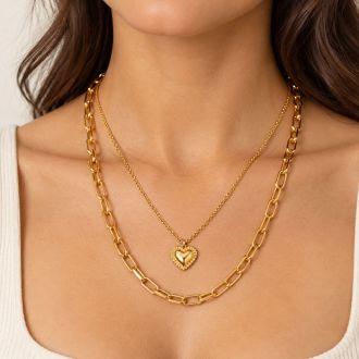 Draper James Paperclip and Heart Layered Necklace In Gold