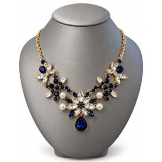 Draper James Navy and White Crystal Statement Necklace In Gold`