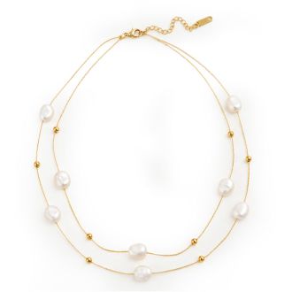 Martha Stewart Everyday Baroque Pearl Double Strand Necklace In Gold