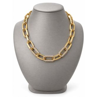 Martha Stewart Everyday Chunky Gold Link and Crystal Necklace, 16 Inches
