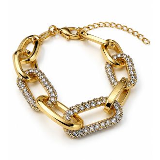 Martha Stewart Everyday Chunky Gold Link and Crystal Bracelet, 7 Inches