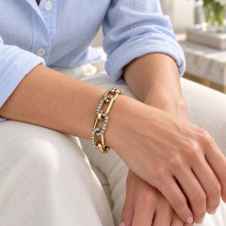 Martha Stewart Everyday Chunky Gold Link and Crystal Bracelet, 7 Inches