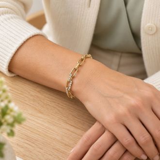 Martha Stewart Everyday Petite Gold Link and Crystal Bracelet, 7 Inches