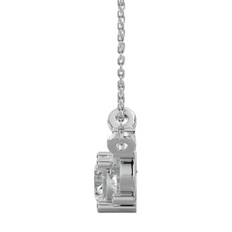 Estate Jewelry 1 Carat Moissanite Three Stone Necklace In 14 Karat White Gold, 18 Inches
