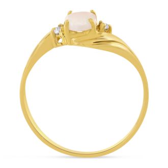 1/4 Carat Oval Opal Ring with .03ct Diamonds in 14k Yellow Gold
