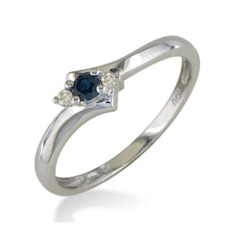 Dainty Bypass Sapphire and Diamond Ring in 10k White Gold