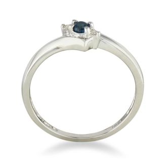 Dainty Bypass Sapphire and Diamond Ring in 10k White Gold