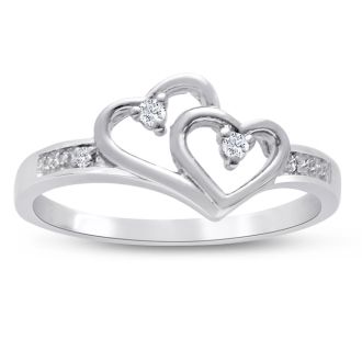 Double Heart Diamond Promise Ring
