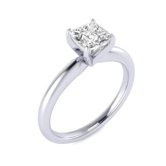 3/4 Carat Princess Diamond Solitaire Engagement Ring In 14K White Gold