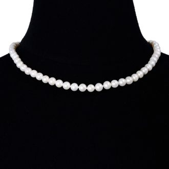 18 inch 7mm AA Pearl Necklace With 14K Yellow Gold Clasp